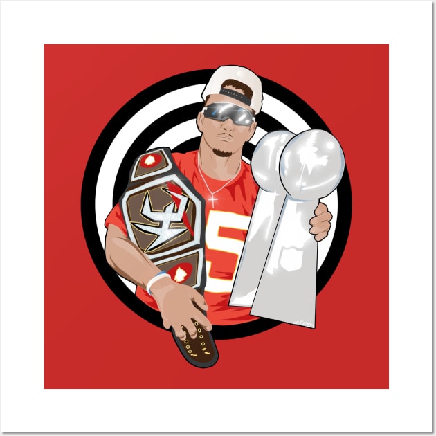 Patrick Mahomes MVP Trophy Time Kansas City Chiefs WWE Wall Art by RipleyArtShop